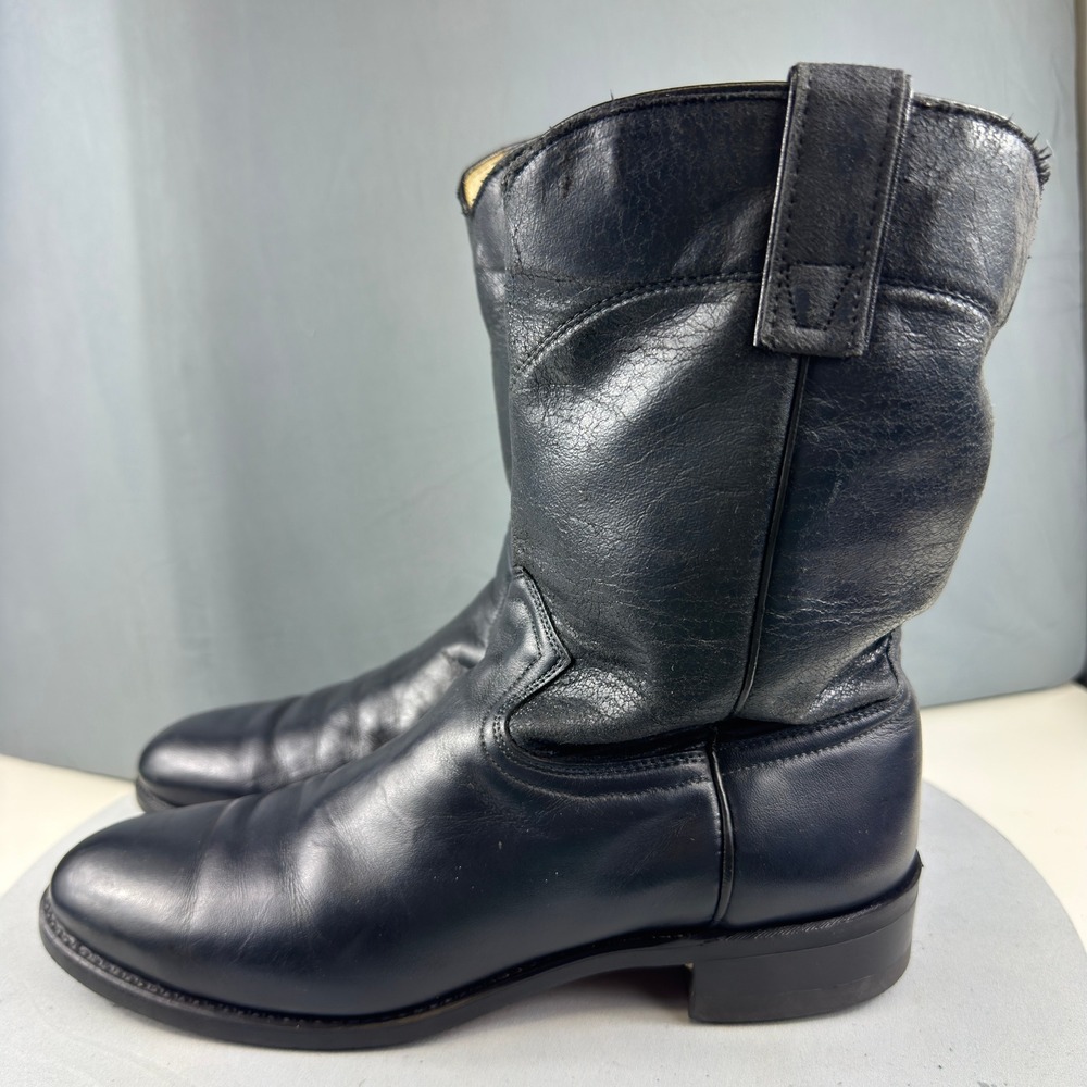 Texas Boots 8805 Mens Size 9D Black Leather Western Cowboy Roper USA Made